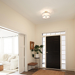 Потолочный светильник с двойным цилиндрическим плафоном из белого стекла и прозрачной органзы Kichler варинант исполнения - 11 | Loft Concept в Воронеже