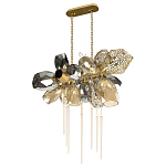 Люстра подвесная с 18-ю стеклянными плафонами с вертикальными подвесками Gilded Mirage  варинант исполнения - 5 | Loft Concept в Воронеже