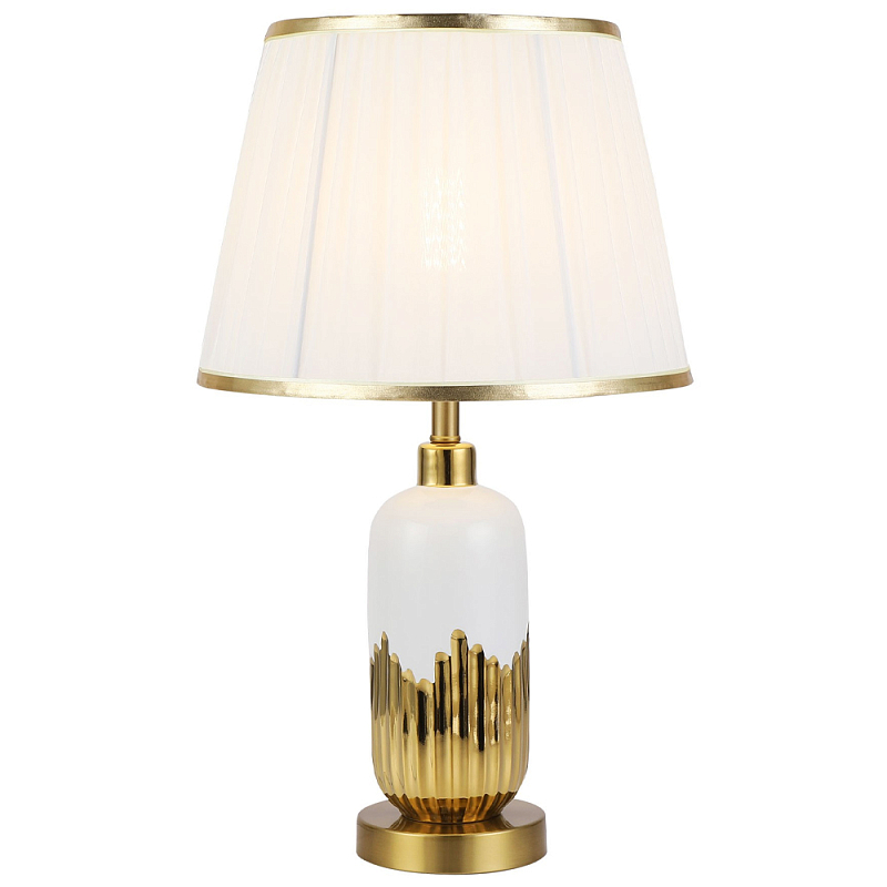 Настольная лампа с абажуром Rico Gold Table Lamp Белый Золотой Настольная лампа с абажуром Rico Gold Table Lamp Белый Золотой в Воронеже | Loft Concept