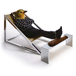 Дизайнерское кресло на металлическом каркасе с подставкой для ног Poltronova Mies Armchair варинант исполнения - 2 | Loft Concept в Воронеже