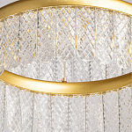 Люстра двухъярусная с золотого цвета и прозрачными подвесками Pettico варинант исполнения - 10 | Loft Concept в Воронеже