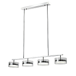 Люстра светодиодная с 4-мя круглыми прозрачными плафонами цилиндрической формы из акрила и стекла с пультом для регулировки света Glass Lamp Chromium варинант исполнения - 1 | Loft Concept в Воронеже