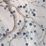 Обои ручная роспись Plum Blossom Inky Hokusai on Sterling Silver gilded silk варинант исполнения - 1 | Loft Concept в Воронеже