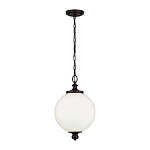 Подвесной светильник с белым стеклянным плафоном в форме шара на цепи Feiss варинант исполнения - 2 | Loft Concept в Воронеже