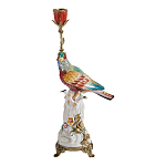 Подсвечник с попугаем из фарфора с бронзовыми элементами Eden Garden варинант исполнения - 1 | Loft Concept в Воронеже