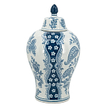 Ваза с крышкой и голубым цветочным рисунком 37 см Blue & White Ornament варинант исполнения - 2 | Loft Concept в Воронеже