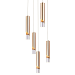 Подвесной светильник Metal Acrylic Tube Five Gold Hanging Lamp варинант исполнения - 1 | Loft Concept в Воронеже