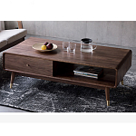 Кофейный стол из дерева с ящиком и нишей для хранения Coffee Walnut Table варинант исполнения - 3 | Loft Concept в Воронеже