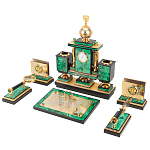 Настольный письменный набор из малахита и долерита с декором в виде герба России Leader Organizer варинант исполнения - 2 | Loft Concept в Воронеже