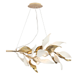 Люстра подвесная с декоративными белыми и золотыми листьями на текстурном основании Wintery flovers варинант исполнения - 2 | Loft Concept в Воронеже