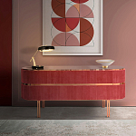 Дизайнерский комод овальный с розовой бархатной обивкой Edith варинант исполнения - 2 | Loft Concept в Воронеже