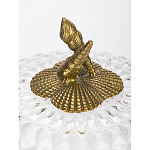 Конфетница прозрачная стеклянная на бронзовых ножках в виде морских коньков с крышкой в виде ракушки Eden Garden варинант исполнения - 2 | Loft Concept в Воронеже