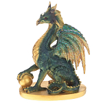 Декоративная статуэтка Дракон Dragon Holding Sphere Green Gold Statuette варинант исполнения - 1 | Loft Concept в Воронеже