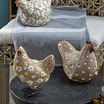 Статуэтка курица с белым цветочным узором и металлическими ножками Rustic Chicken варинант исполнения - 4 | Loft Concept в Воронеже