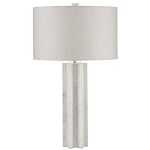 Настольная лампа мраморная с тканевым цилиндрическим абажуром Sharpened варинант исполнения - 4 | Loft Concept в Воронеже