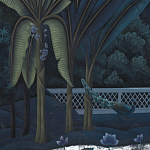 Обои ручная роспись Phuljhari Original colourway on Empire Blue dyed silk варинант исполнения - 3 | Loft Concept в Воронеже