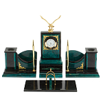 Настольный письменный набор из змеевика тёмно-зелёного цвета с декором в виде орла Successful Leader варинант исполнения - 1 | Loft Concept в Воронеже