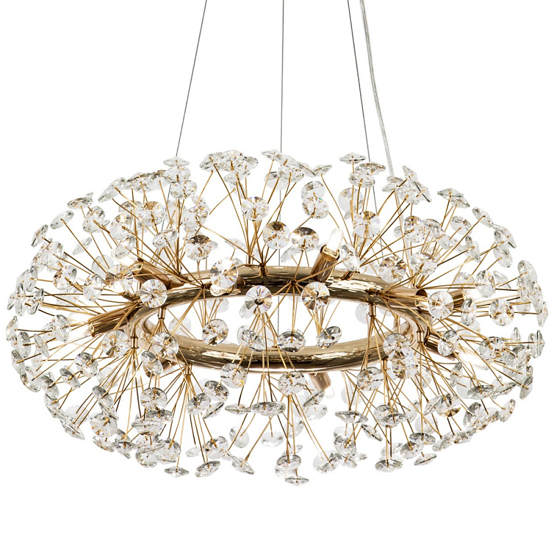 Круглая подвесная люстра Crystal Dandelions Chandelier Глянцевое золото Прозрачный Круглая подвесная люстра Crystal Dandelions Chandelier Глянцевое золото Прозрачный в Воронеже | Loft Concept