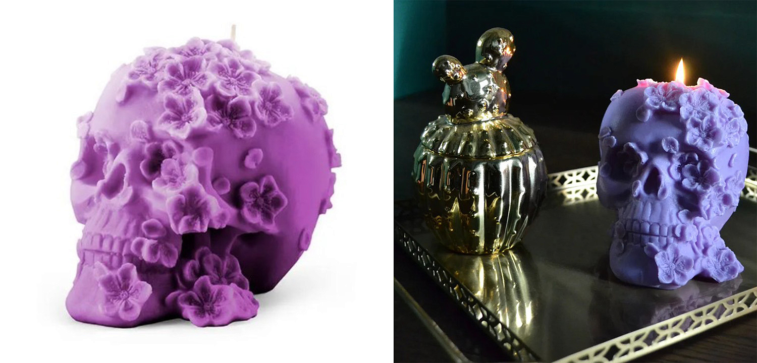 Свеча Purple Flowers Skull Свеча Purple Flowers Skull - Loft-Concept в Воронеже
