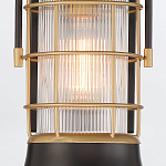 Настенный фонарь цилиндрической формы с рифленым стеклом в золотом каркасе на черном прямоугольном основании Eurofase варинант исполнения - 15 | Loft Concept в Воронеже