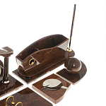 Настольный письменный набор с часами из природного камня обсидиана Competent Leader варинант исполнения - 5 | Loft Concept в Воронеже