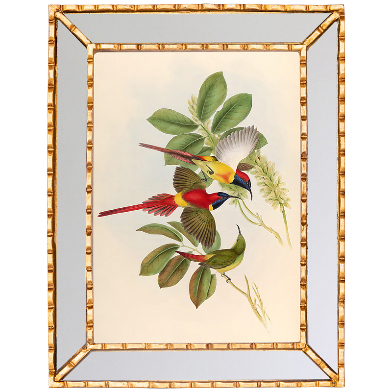 Постер с изображением птиц и цветов в зеркальной раме Blooming Birds Poster Золотой Мульти Бежевый Зеркало Постер с изображением птиц и цветов в зеркальной раме Blooming Birds Poster Золотой Мульти Бежевый Зеркало в Воронеже | Loft Concept
