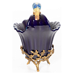 Чаша темно-синего цвета из фарфора с разноцветной птичкой Eden Garden porcelain and bronze варинант исполнения - 11 | Loft Concept в Воронеже