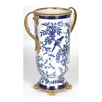 Ваза с бронзовыми ручками и синим цветочным узором Blue & White Ornament варинант исполнения - 2 | Loft Concept в Воронеже