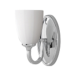 Бра для ванных комнат с белым стеклянным плафоном в форме бокала на овальном основании цвета хром с изогнутым держателем Feiss варинант исполнения - 1 | Loft Concept в Воронеже