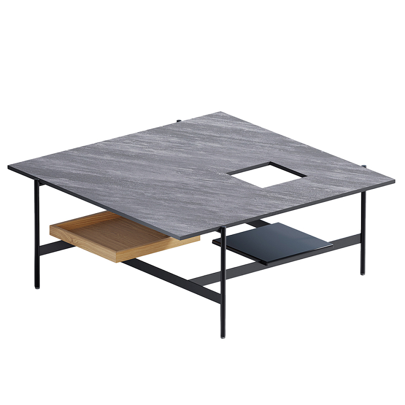 Karat журнальный столик цвета серый камень с съемным подносом Серый Черный в Воронеже | Loft Concept 