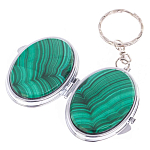 Зеркало брелок карманное двухстороннее из натурального камня Малахит Stone Mirrors варинант исполнения - 2 | Loft Concept в Воронеже