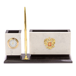 Настольный письменный набор из мрамора с часами и ручкой Marble Accessory варинант исполнения - 1 | Loft Concept в Воронеже