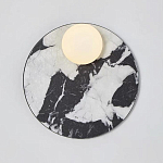 Бра круглое с каменным черно-белым основанием и плафоном из стекла Shaw Marble Lighting варинант исполнения - 1 | Loft Concept в Воронеже