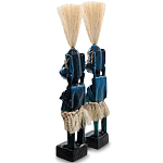Комплект из 2-х деревянных статуэток Asmat Straw Headdress Statuettes Blue варинант исполнения - 2 | Loft Concept в Воронеже