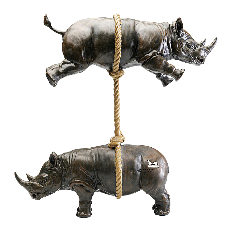 Декоративная статуя из стали Duo Rhinos Коричневый Песочный в Воронеже | Loft Concept 