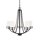 Люстра в цвете темная бронза с 5-ю белыми цилиндрическими плафонами Generation Lighting варинант исполнения - 1 | Loft Concept в Воронеже