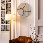 Зеркало кругле с декоративной золотой вставкой Golden Tree варинант исполнения - 3 | Loft Concept в Воронеже