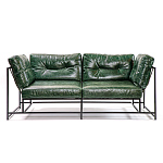 Диван Лофт Натуральная Винтажная кожа Зеленый Two Seat Encounter Leather Sofa варинант исполнения - 1 | Loft Concept в Воронеже