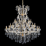 Люстра многоярусная с 53-мя лампочками и прозрачными хрустальными подвесками на основании золотого цвета Crystal lamps варинант исполнения - 1 | Loft Concept в Воронеже