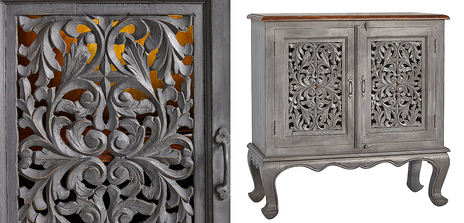 Комод Indian Antique White Furniture Chest of Drawers Agni серый Комод Indian Antique White Furniture Chest of Drawers Agni серый - Loft-Concept в Воронеже