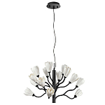 Люстра подвесная черного цвета с ветвями и белыми фарфоровыми цветами Floralis варинант исполнения - 2 | Loft Concept в Воронеже