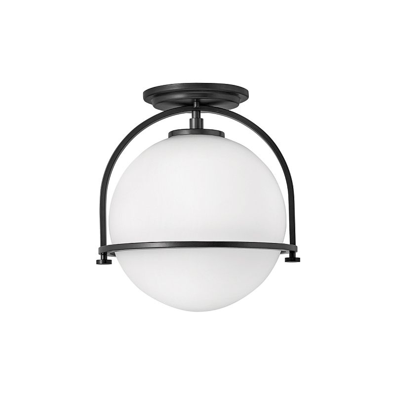 Потолочный светильник с плафоном в форме белого матового шара Hinkley Латунь Белый Никель Черный в Воронеже | Loft Concept 