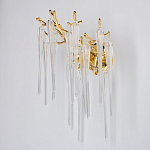 Бра золотого цвета с разветвленными ветвями и длинными прозрачными подвесками в форме стеклянных сосулек Droplet Chandelier варинант исполнения - 3 | Loft Concept в Воронеже