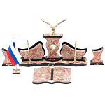 Настольный письменный набор из креноида с часами и декором в виде орла Marble Accessory варинант исполнения - 1 | Loft Concept в Воронеже