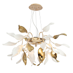 Люстра подвесная с белыми матовыми и золотыми глянцевыми листьями Wintery flovers варинант исполнения - 2 | Loft Concept в Воронеже