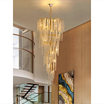 Люстра многоярусная с каркасом из металла и прозрачными подвесками FAIRYTREE Light варинант исполнения - 6 | Loft Concept в Воронеже