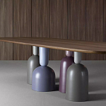 Обеденный стол деревянный с разноцветными фигурными ножками Cop варинант исполнения - 3 | Loft Concept в Воронеже