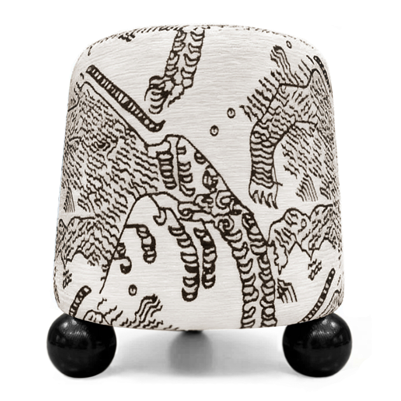 Пуф Wakonda Черно-Белый с Круглыми Черными ножками Белый Черный в Воронеже | Loft Concept 