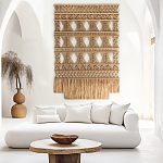 Панно на стену плетеное Макраме бежевый цвет  варинант исполнения - 1 | Loft Concept в Воронеже