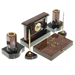 Настольный письменный набор с часами из природного камня обсидиана Royal Stone варинант исполнения - 2 | Loft Concept в Воронеже